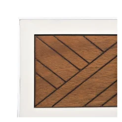 Console Tables-Kirkland's Home White And Brown Herringbone Console Table White/Brown