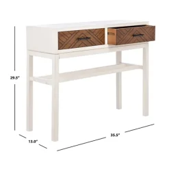 Console Tables-Kirkland's Home White And Brown Herringbone Console Table White/Brown