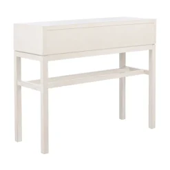 Console Tables-Kirkland's Home White And Brown Herringbone Console Table White/Brown