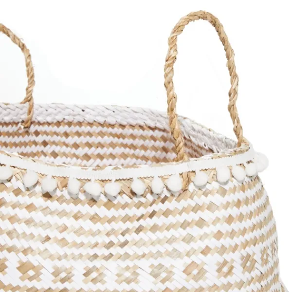 Baskets & Boxes-Kirkland's Home White And Brown Seagrass Woven Baskets, Set Of 2 White/Brown