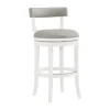 Bar Stools & Counter Height Stools-Kirkland's Home White And Faux Leather Swivel Bar Stool Gray