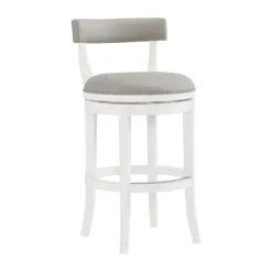 Bar Stools & Counter Height Stools-Kirkland's Home White And Faux Leather Swivel Bar Stool Gray