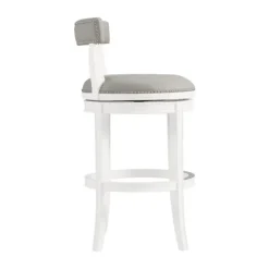 Bar Stools & Counter Height Stools-Kirkland's Home White And Faux Leather Swivel Bar Stool Gray