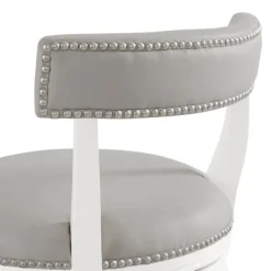 Bar Stools & Counter Height Stools-Kirkland's Home White And Faux Leather Swivel Bar Stool Gray