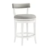 Bar Stools & Counter Height Stools-Kirkland's Home White And Faux Leather Swivel Counter Stool Gray