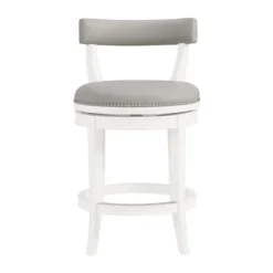 Bar Stools & Counter Height Stools-Kirkland's Home White And Faux Leather Swivel Counter Stool Gray
