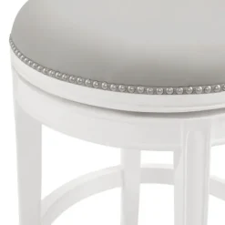 Bar Stools & Counter Height Stools-Kirkland's Home White And Faux Leather Swivel Counter Stool Gray