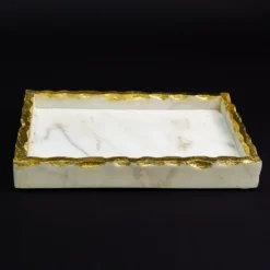 Decorative Trays-Kirkland's Home White And Gold Marble Vanity Tray White/Gold