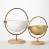 Decorative Bowls & Jars-Kirkland's Home White And Gold Spherical Frame Bowls, Set Of 2 Gold/White
