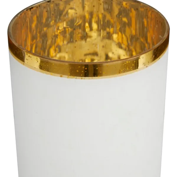 Candle Holders-Kirkland's Home White And Golden Goblet 3-Pc. Candle Holder Set White/Gold