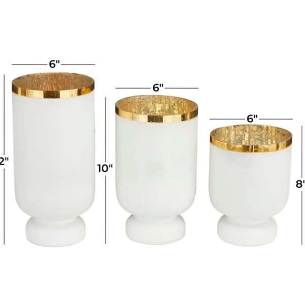 Candle Holders-Kirkland's Home White And Golden Goblet 3-Pc. Candle Holder Set White/Gold