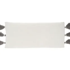 Pillows-Kirkland's Home White And Gray Braided Stripe Lumbar Pillow White/Gray