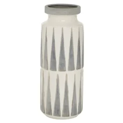 Vases-Kirkland's Home White And Gray Geometric Triangle Vase, 17 In. White/Gray