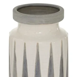 Vases-Kirkland's Home White And Gray Geometric Triangle Vase, 17 In. White/Gray