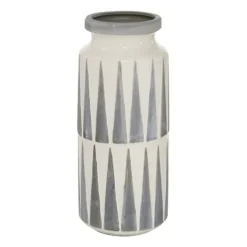 Vases-Kirkland's Home White And Gray Geometric Triangle Vase, 13 In. White/Gray