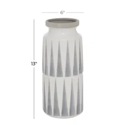 Vases-Kirkland's Home White And Gray Geometric Triangle Vase, 13 In. White/Gray