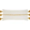 Pillows-Kirkland's Home White And Mustard Braided Stripe Lumbar Pillow White/Yellow