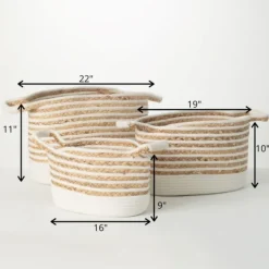 Baskets & Boxes-Kirkland's Home White And Natural Braided Woven Baskets, Set Of 3 White/Tan