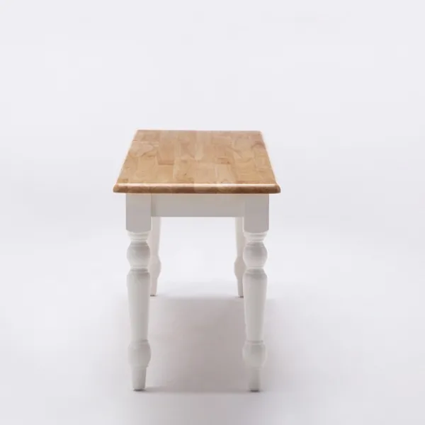 Dining Chairs-Kirkland's Home White And Natural Wood Dining Bench White/Tan
