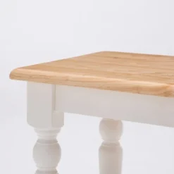 Dining Chairs-Kirkland's Home White And Natural Wood Dining Bench White/Tan