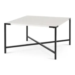 Coffee Tables-Kirkland's Home White And Onyx Marble Top Square Coffee Table