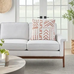 Pillows-Kirkland's Home White And Orange Tufted Geo Throw Pillow White/Orange