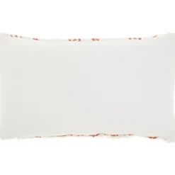 Pillows-Kirkland's Home White And Orange Tufted Geo Lumbar Pillow White/Orange