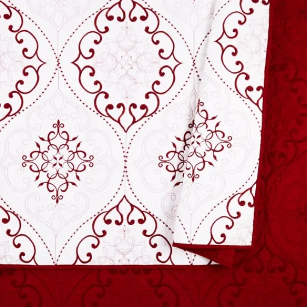 Quilts-Kirkland's Home White And Red Pattern 3-Pc. King Quilt Set Red/White