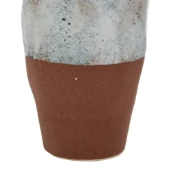Vases-Kirkland's Home White And Rust Brown Ceramic Vase, 14 In. White/Brown