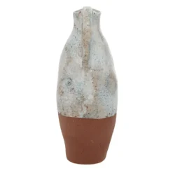 Vases-Kirkland's Home White And Rust Brown Ceramic Vase, 14 In. White/Brown