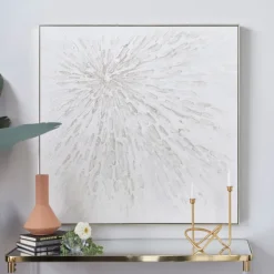 Canvas Art-Kirkland's Home White And Silver Impasto Abstract Canvas Art Print White/Silver