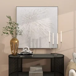 Canvas Art-Kirkland's Home White And Silver Impasto Abstract Canvas Art Print White/Silver