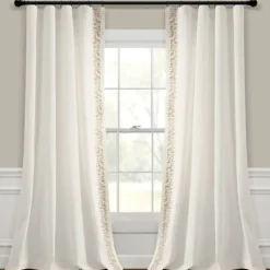 Curtains & Drapes-Kirkland's Home White And Tan Embroidered Curtain Panel, 84 In. White/Tan
