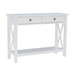 Entryway Furniture-Kirkland's Home White Antique Pine X Console Table