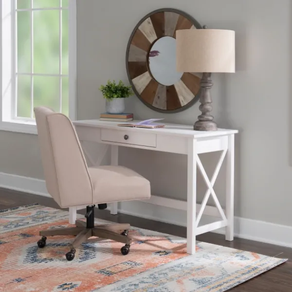Office Furniture-Kirkland's Home White Antique Pine X Frame Desk