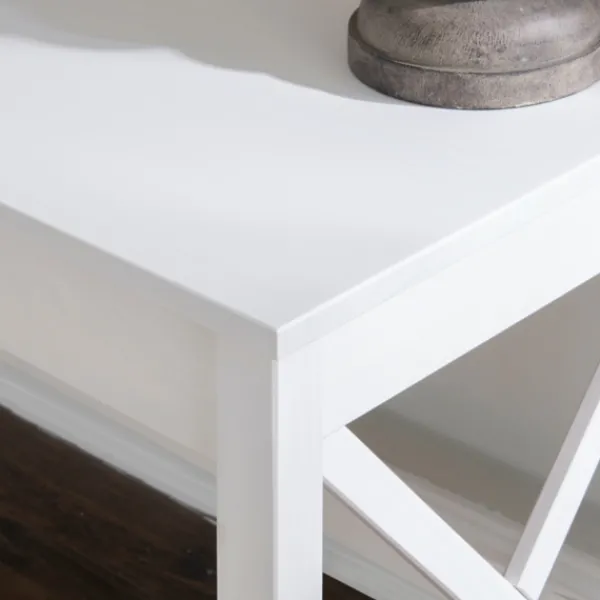 Office Furniture-Kirkland's Home White Antique Pine X Frame Desk
