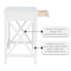 Office Furniture-Kirkland's Home White Antique Pine X Frame Desk