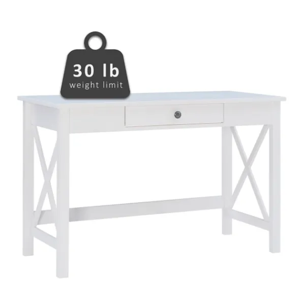 Office Furniture-Kirkland's Home White Antique Pine X Frame Desk