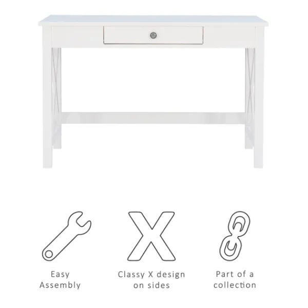 Office Furniture-Kirkland's Home White Antique Pine X Frame Desk