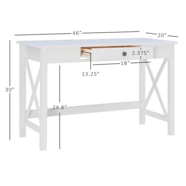 Office Furniture-Kirkland's Home White Antique Pine X Frame Desk