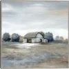 Canvas Art-Kirkland's Home White Barn In Pasture Framed Canvas Art Print Gray