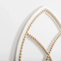 Wall Plaques-Kirkland's Home White Beaded Wood Arched Wall Plaque White/Tan