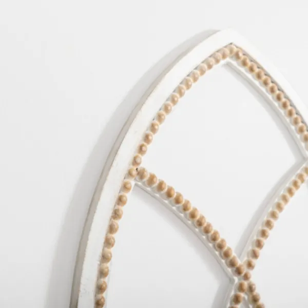 Wall Plaques-Kirkland's Home White Beaded Wood Arched Wall Plaque White/Tan