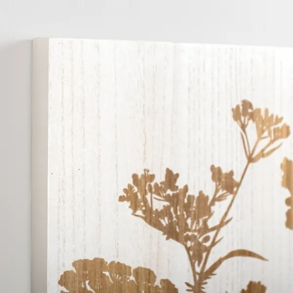 Wall Plaques-Kirkland's Home White Botanical Silhouette Wood Wall Plaque White/Brown