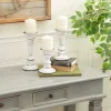 Candle Holders-Kirkland's Home White Brushstroke 3-Pc. Pillar Candle Holder Set White/Brown