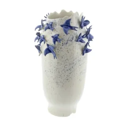 Vases-Kirkland's Home White Ceramic Coastal Vase, 18 In. White/Blue