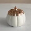 Home Fragrance-Kirkland's Home White Ceramic Pumpkin Wax Warmer White/Gold