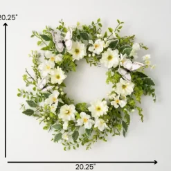 Stems & Bouquets-Kirkland's Home White Dahlia Butterfly Wreath White/Green