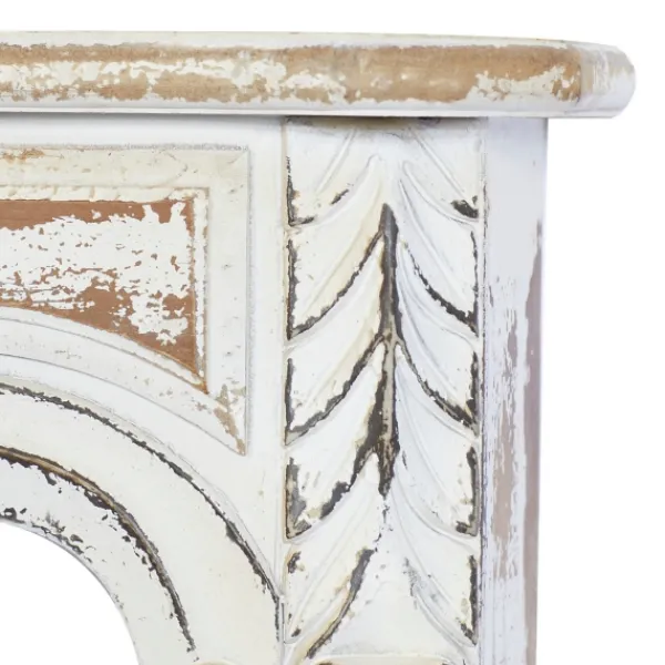Shelves-Kirkland's Home White Distressed Carved Wood Acanthus Wall Shelf