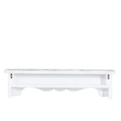 Shelves-Kirkland's Home White Distressed Carved Wood Acanthus Wall Shelf
